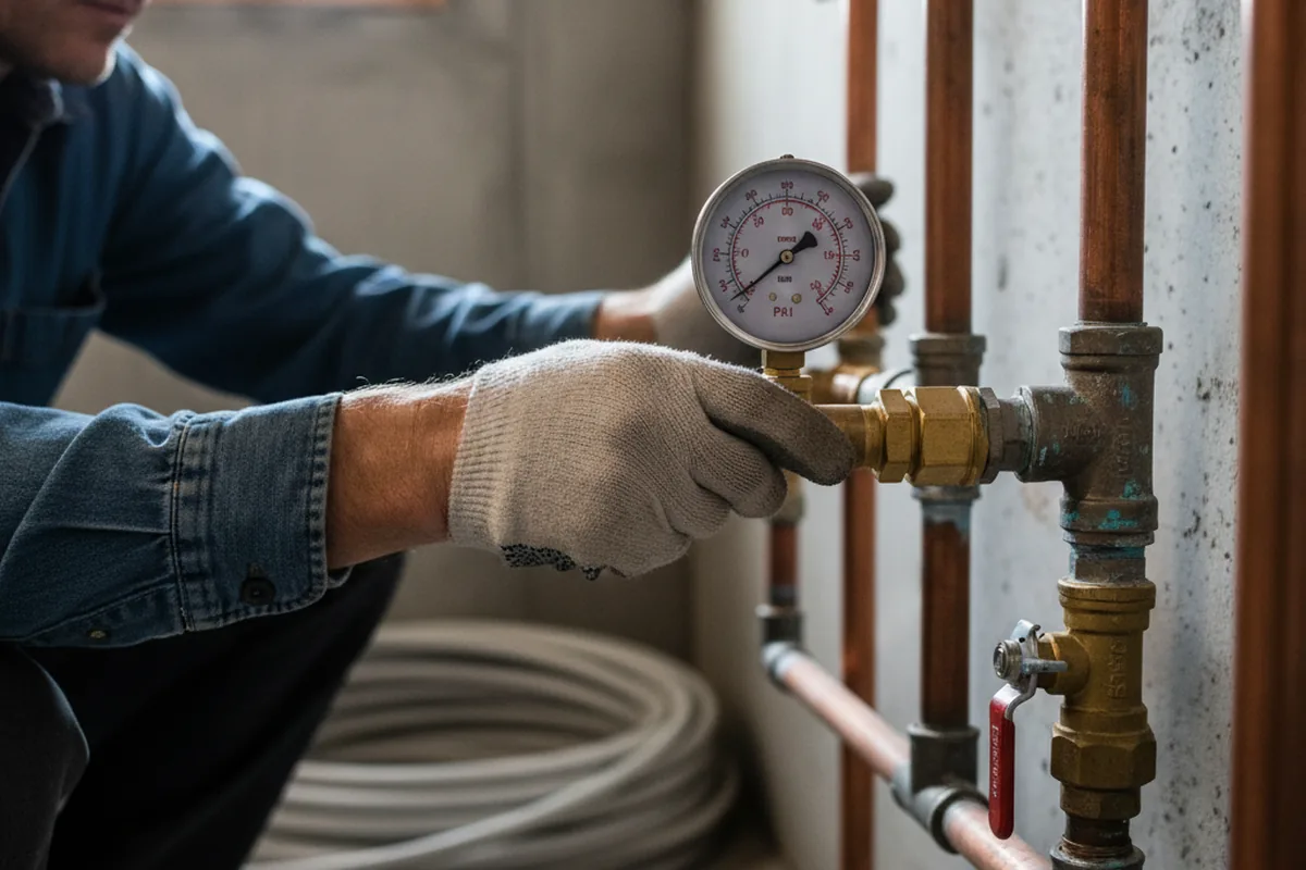 Pressure testing a repaired line during Water Line Repair in Askov